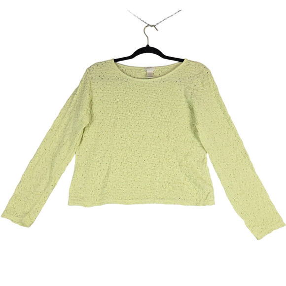 J Jill Stretch Womens Small Sweater Yellow Green Long Sleeve Pullover - Picture 1 of 9